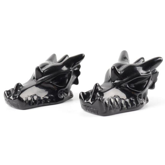 Black Obsidian Dragon Head Carvings Wholesale Crystals