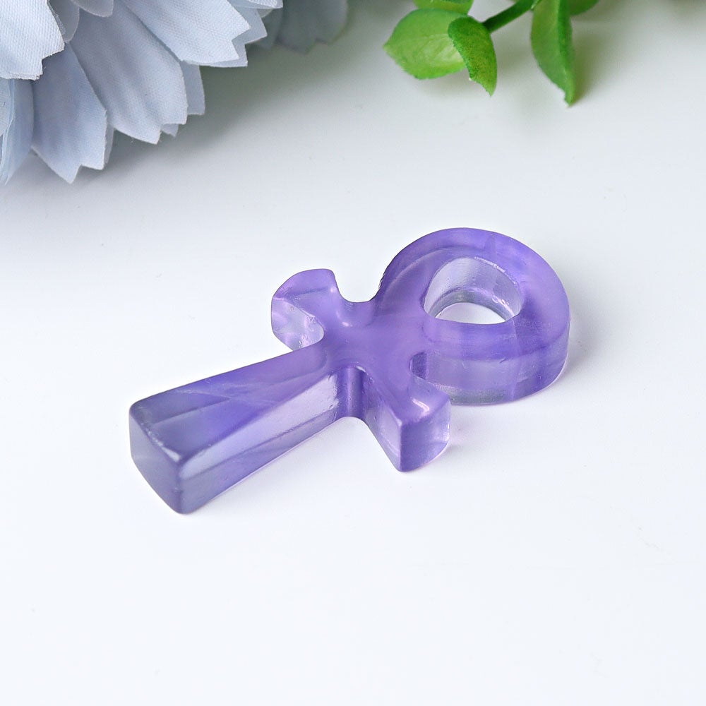 2" Fluorite Egypt Cross Crystal Carvings Wholesale Crystals