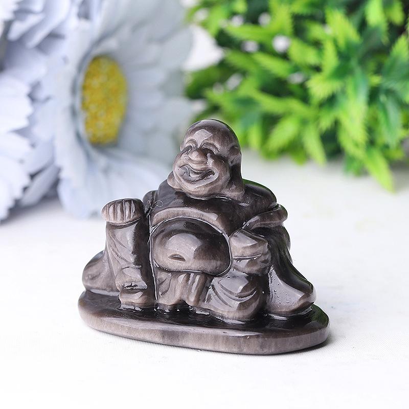2.4" Silver Obsidian Buddha Crystal Carvings Wholesale Crystals