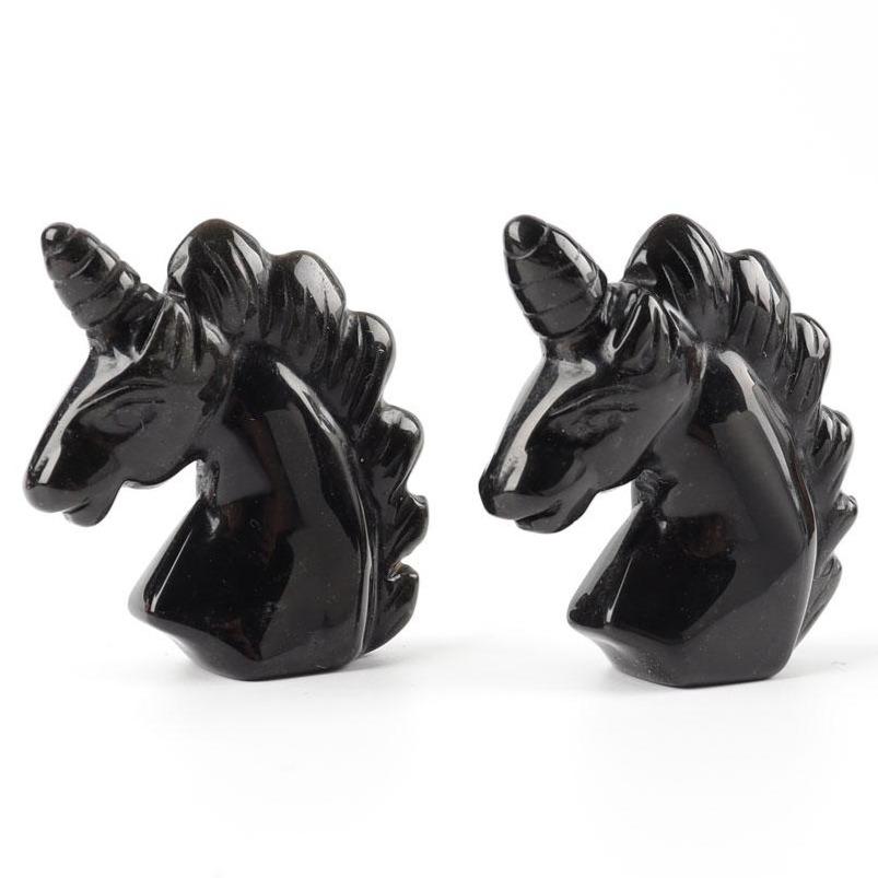 2" Black Obsidian Crystal Carving Unicorn Wholesale Crystals