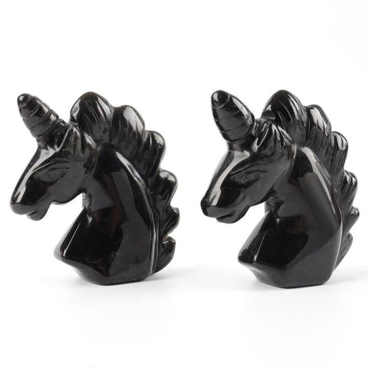 2" Black Obsidian Crystal Carving Unicorn Wholesale Crystals