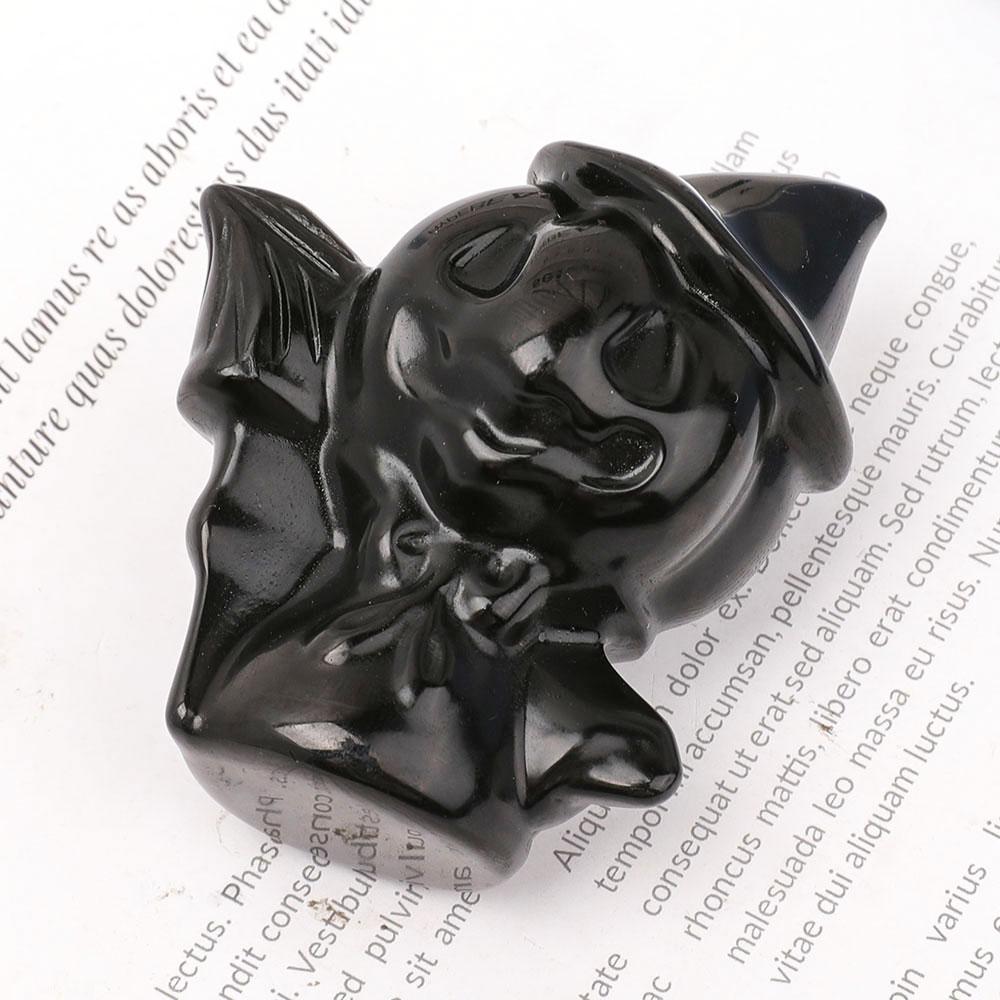 Black Obsidian Pumpkin Wizard Carvings Wholesale Crystals