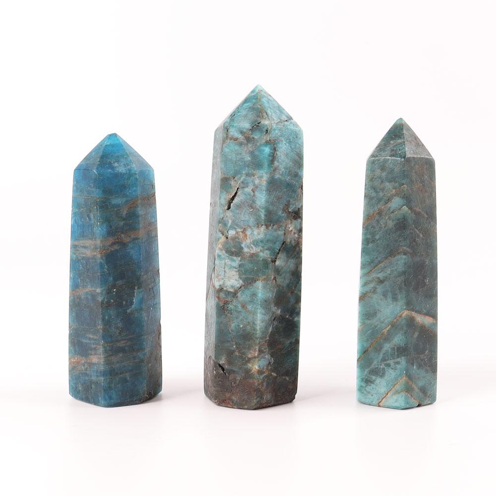 Set of 3 Blue Apatite Point Wholesale Crystals