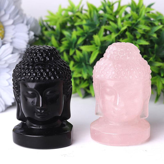 3" Buddha Head Crystal Carvings Wholesale Crystals