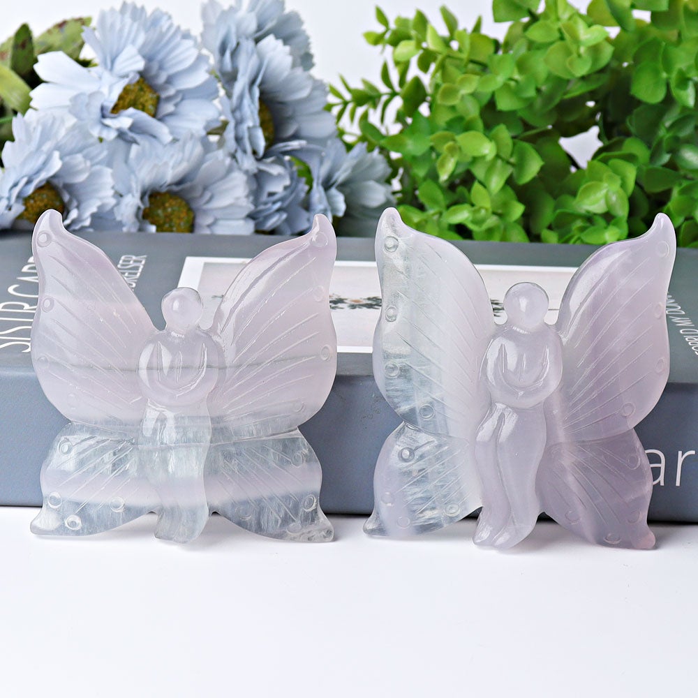 3.6" Fluorite Butterfly Fairy Crystal Carvings Wholesale Crystals