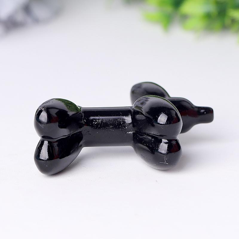 2.5" Black Obsidian Balloon Dog Crystal Carvings Wholesale Crystals