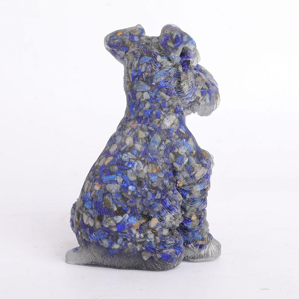Lapis Gravel Resin Dog Figurines Schnauzer Wholesale Crystals