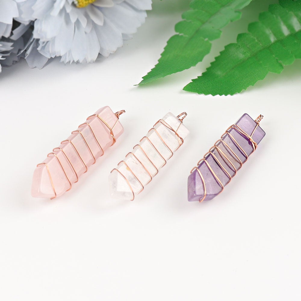 2" Chakra Wire Wrapped Pendant Wholesale Crystals