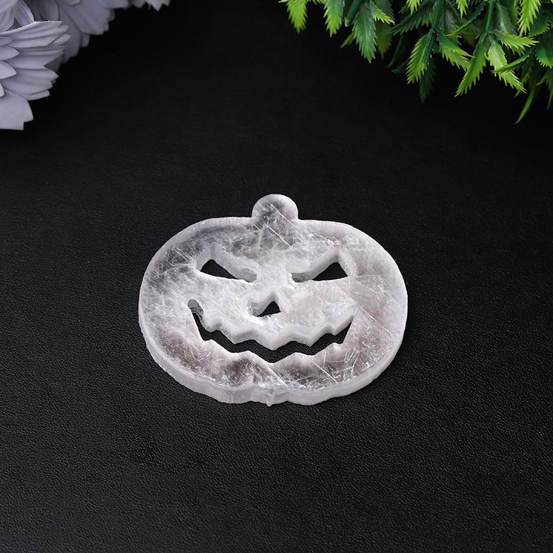 2.5" Selenite Pumpkin Face Hand Carving Halloween Gift Wholesale Crystals