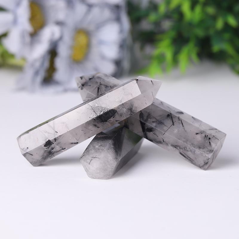 Natural Black Tourmaline in Quartz Points Healing Tower Wholesale Crystals