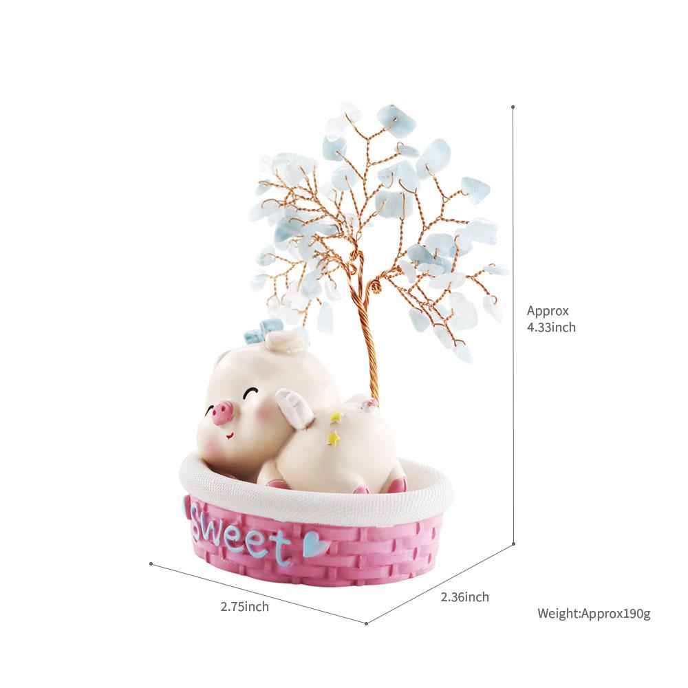 Wealth and Luck Crystal Money Tree with Cute Resin Little Cat  for Home Decor Wholesale Crystals