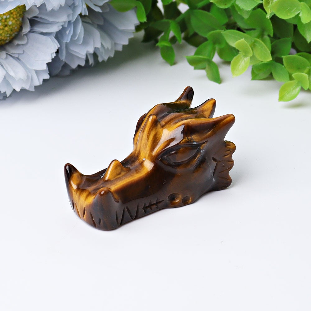 2" Tiger's Eye Dragon Head Crystal Carvings Wholesale Crystals