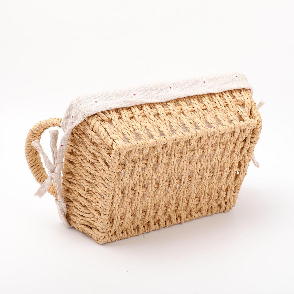 Straw Basket with Linen Lining Wholesale Crystals