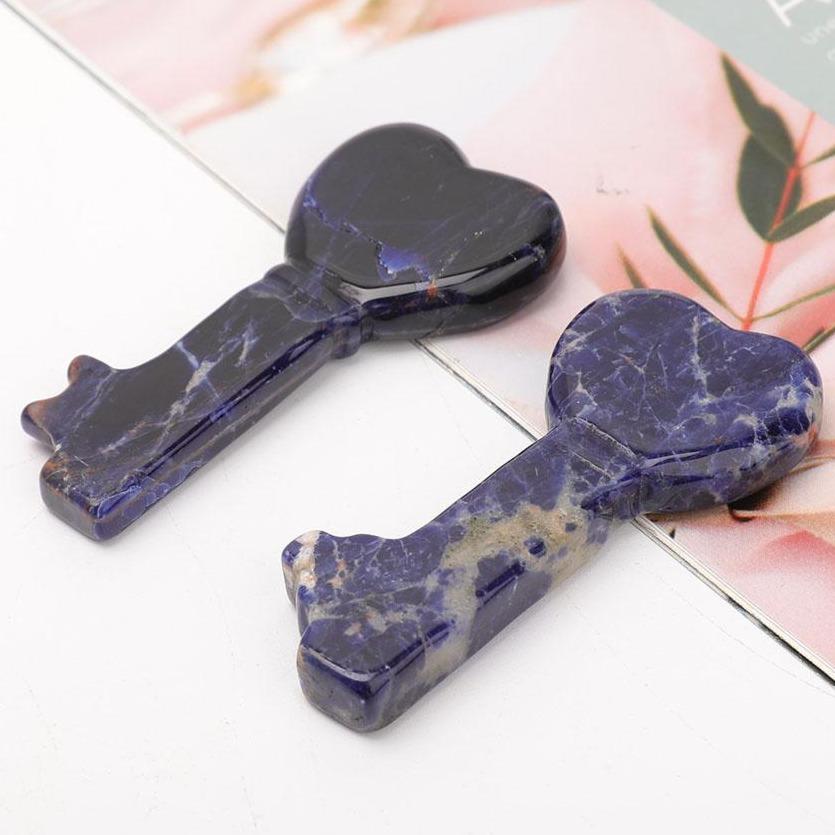 3" Sodalite Heart Key Carvings 1pc Wholesale Crystals