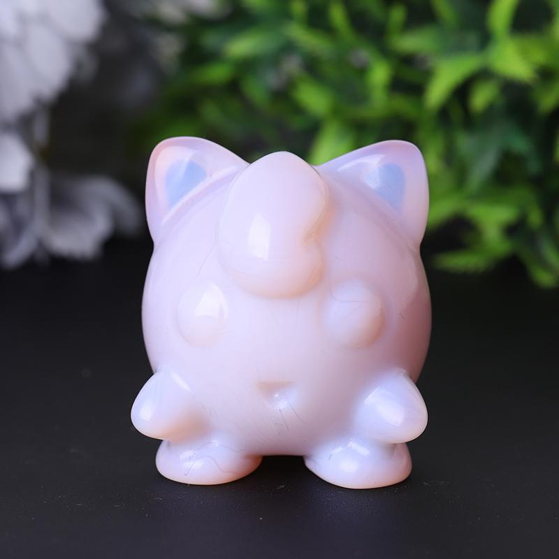 2" Pink Opalite Jigglypuff Carving Figurine Healing Decoration Wholesale Crystals