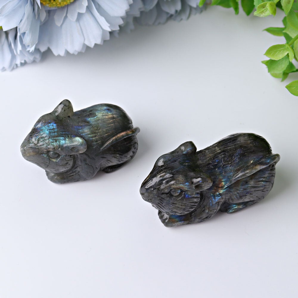 2.3" Labradorite Mouse Crystal Carvings Wholesale Crystals