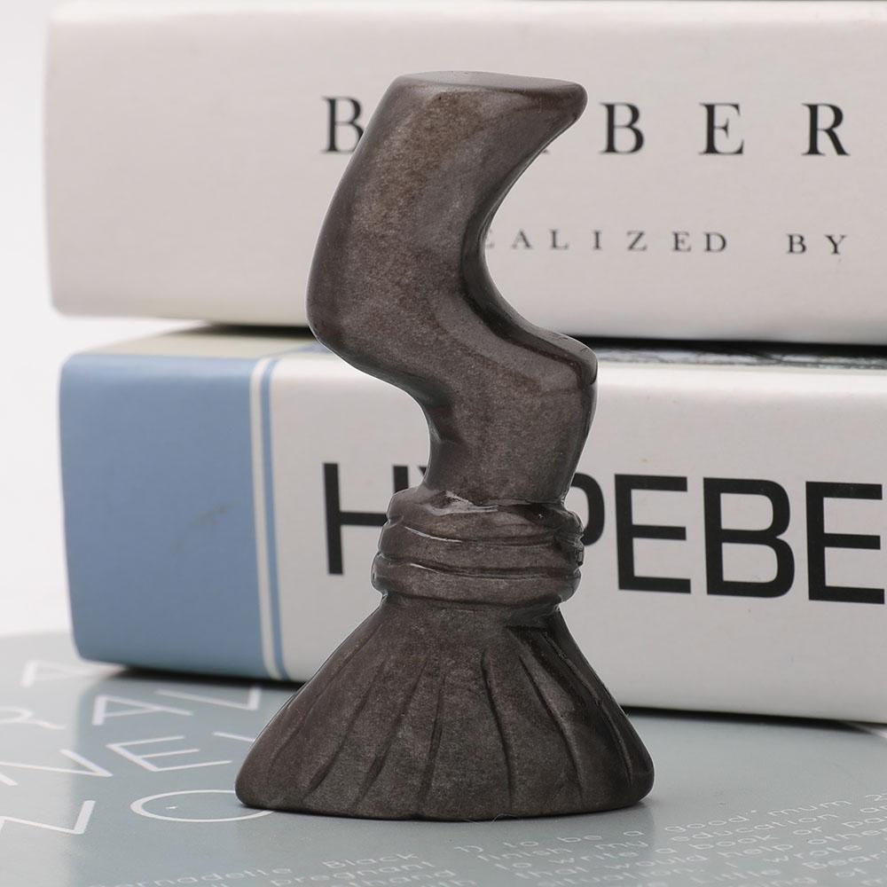 Silver Obsidian Wizard's Broom Carvings Wholesale Crystals