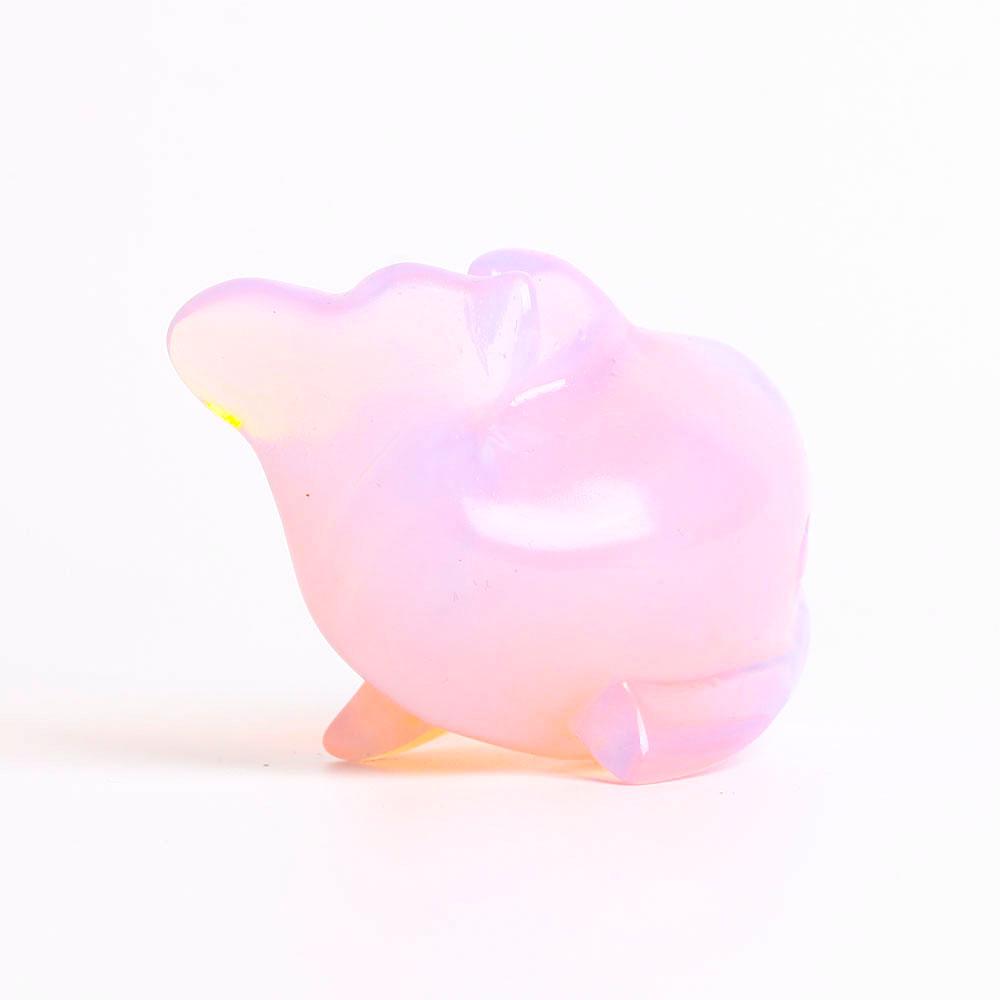 Pink Opalite Dolphin Carving Decoration Wholesale Crystals