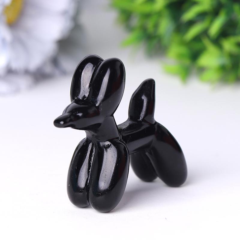 2.5" Black Obsidian Balloon Dog Crystal Carvings Wholesale Crystals