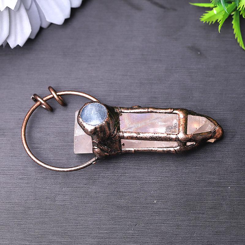 3" Rose Quartz with Kyanite Pendant for Jewelry DIY Wholesale Crystals