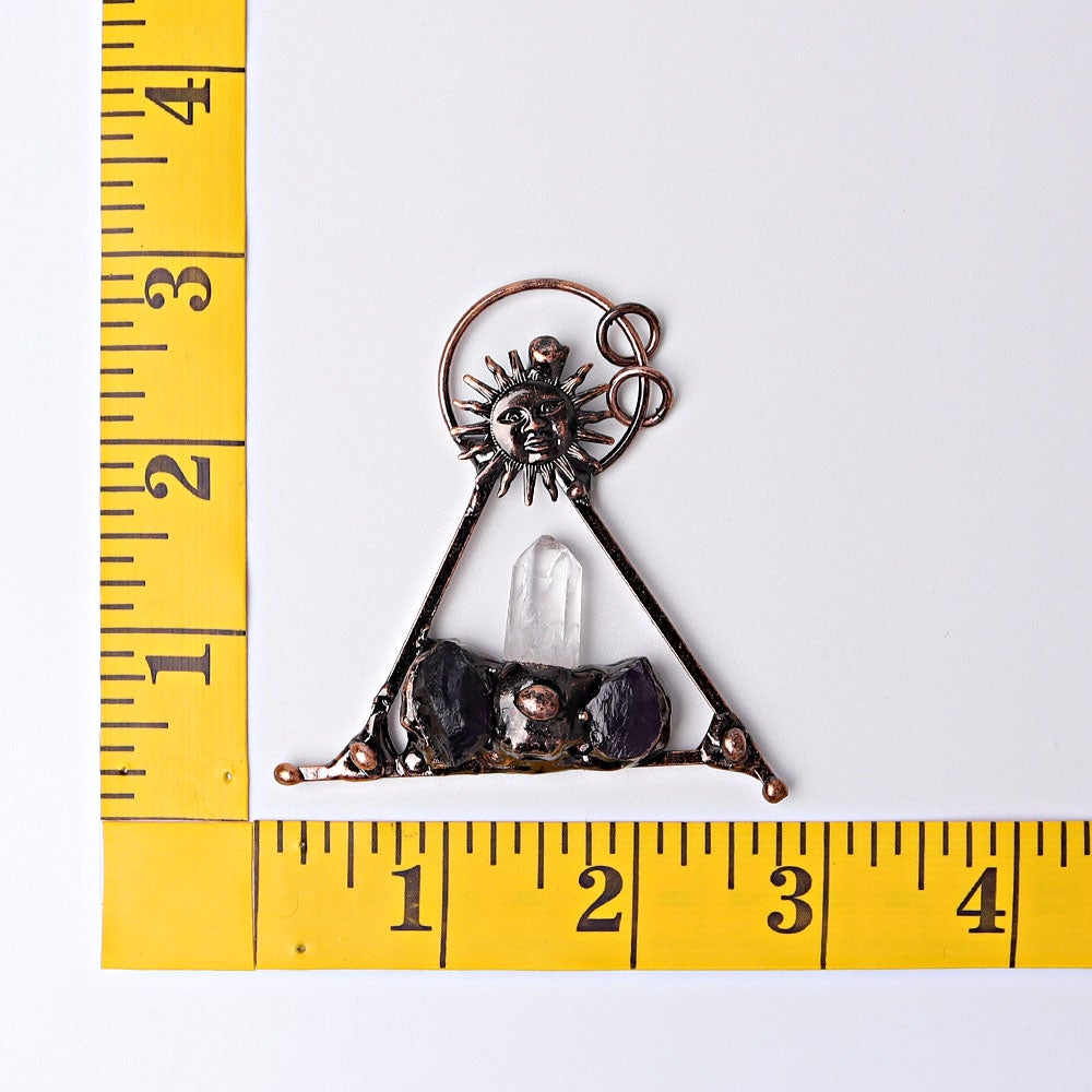2.8" Clear Quartz Amethyst Sun Vintage Pendant Wholesale Crystals