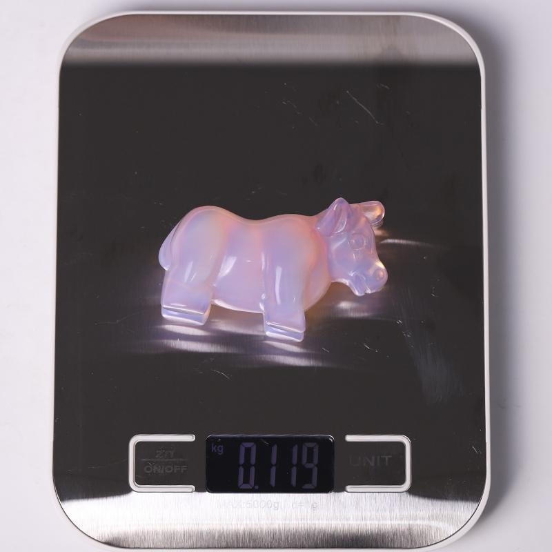 3" Pink Opalite Cow Hand Carving Healing Crystal Carving Wholesale Crystals