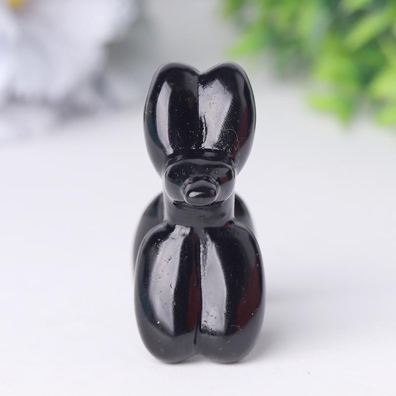 2.5" Black Obsidian Balloon Dog Crystal Carvings Wholesale Crystals