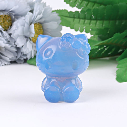 1.9" Blue Opalite Hello Kitty Cat  Crystal Carving Wholesale Crystals