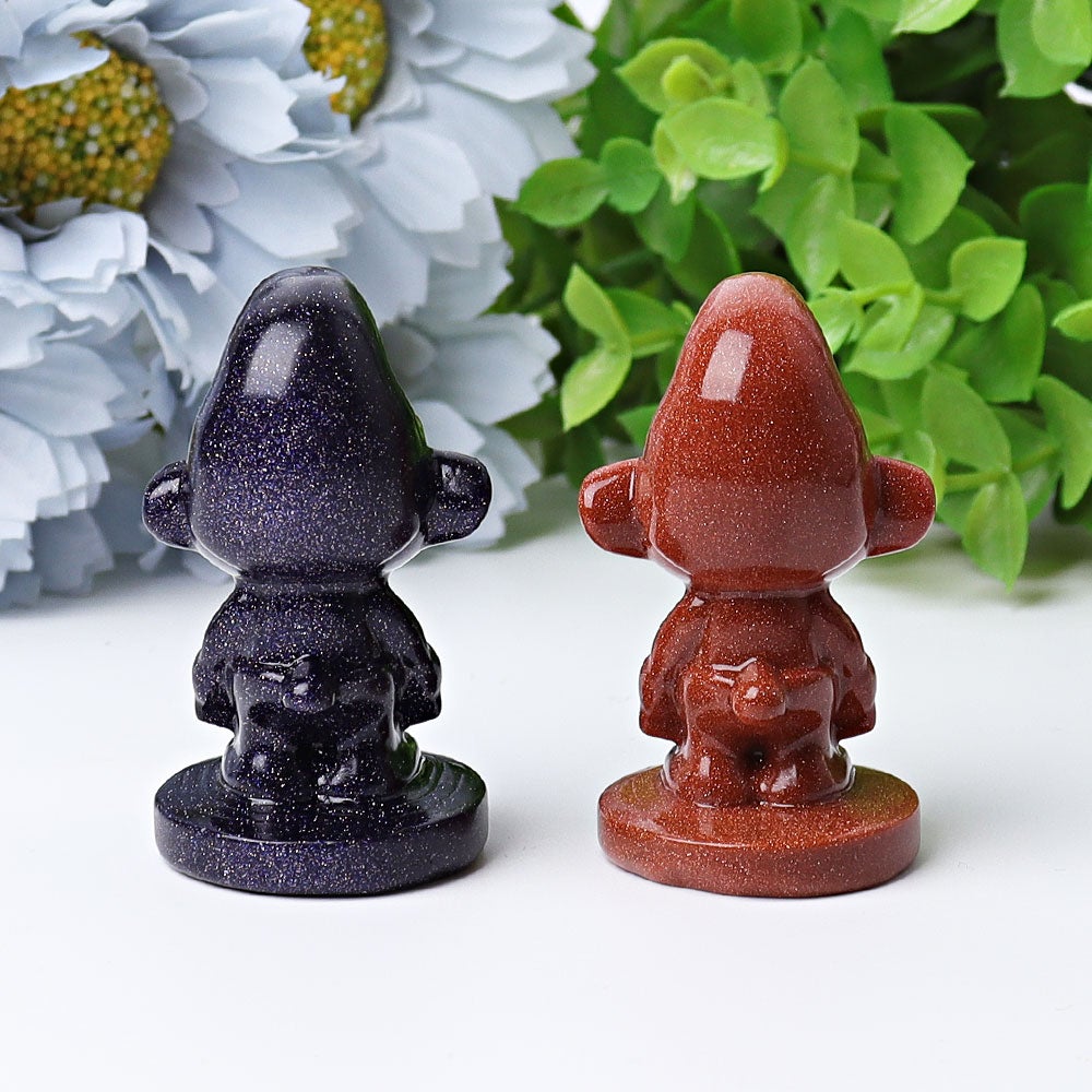 2.1" Blue Golden Sandstone Smurfs Crystal Carvings Wholesale Crystals