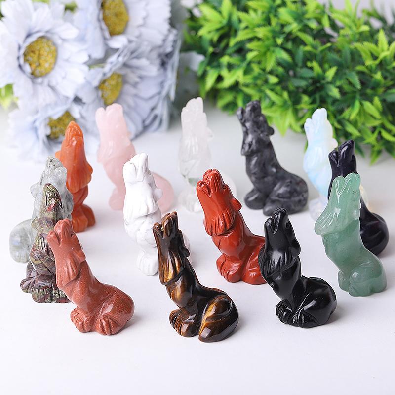 2.5" Wolf Crystal Carvings Wholesale Crystals