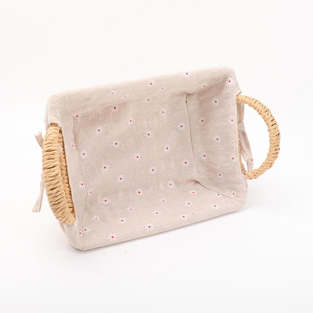 Straw Basket with Linen Lining Wholesale Crystals