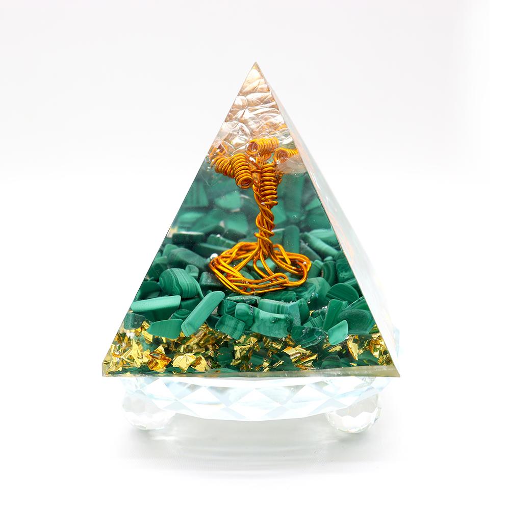 Tree of life Infused Malachite Crystal Chips Pyramid Wholesale Crystals