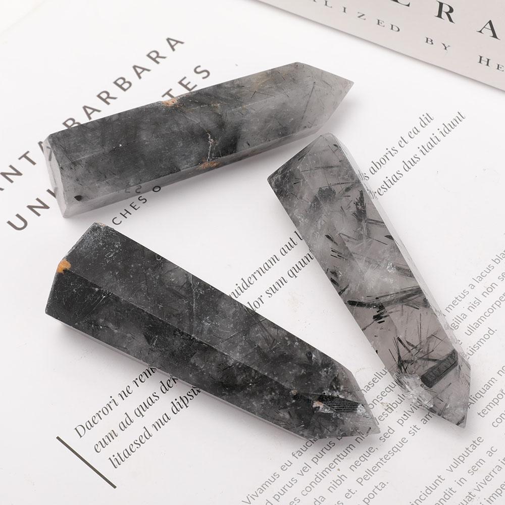 Set of 3 Black Tourmaline Crystal Points Wholesale Crystals