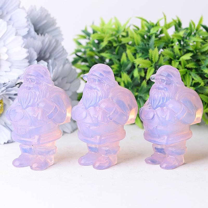 3" Pink Opalite Santa Claus Crystal Carvings for Christmas Wholesale Crystals