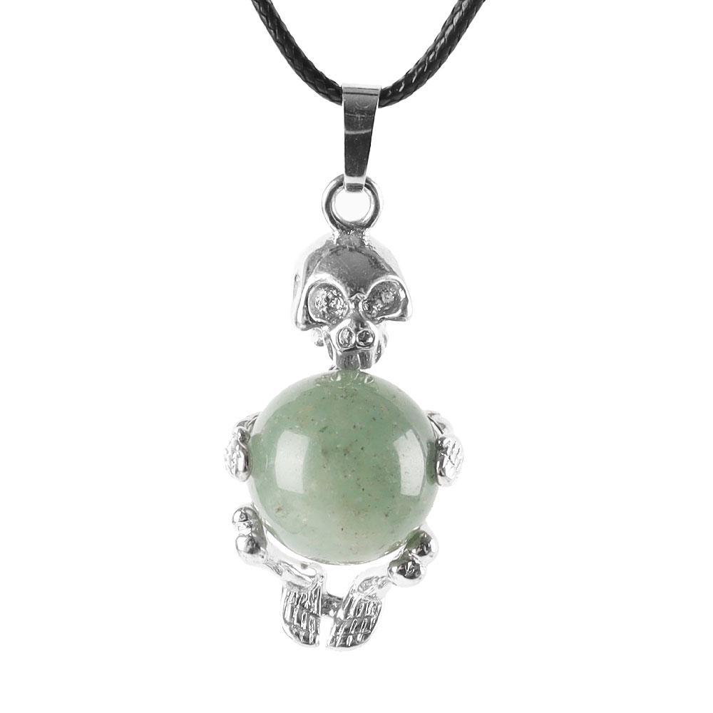 Silver Skeleton Wrapped Round Ball Gemstone Healing Crystal Pendant Wholesale Crystals