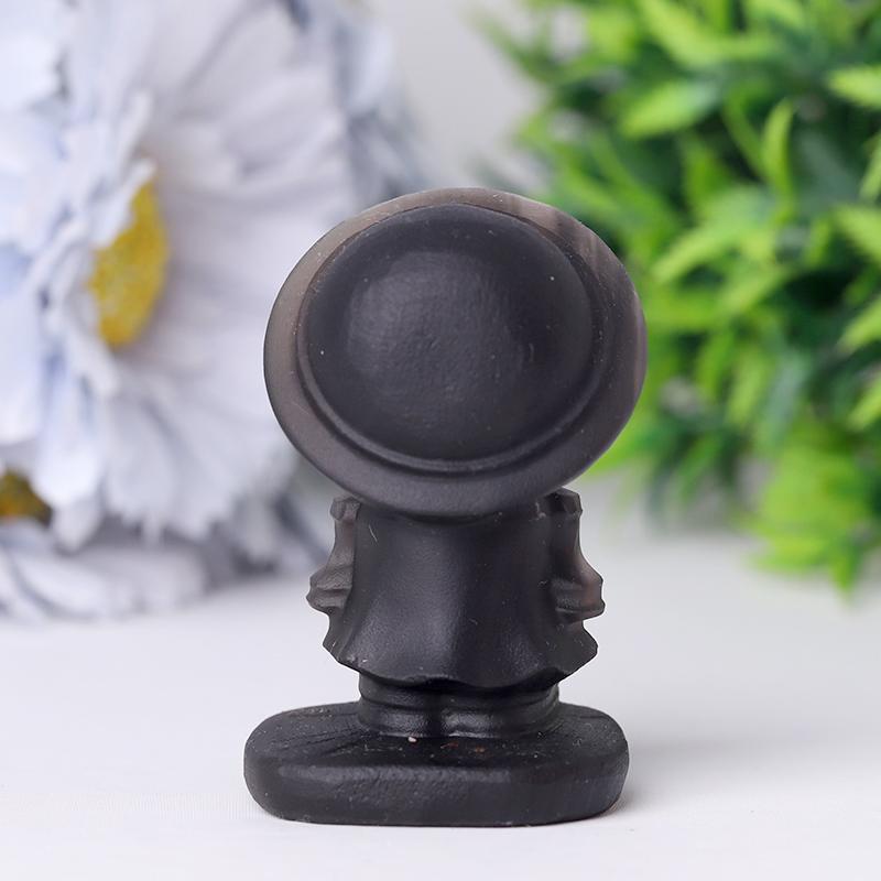 2.5" Black Obsidian Luffy Crystal Carvings Wholesale Crystals