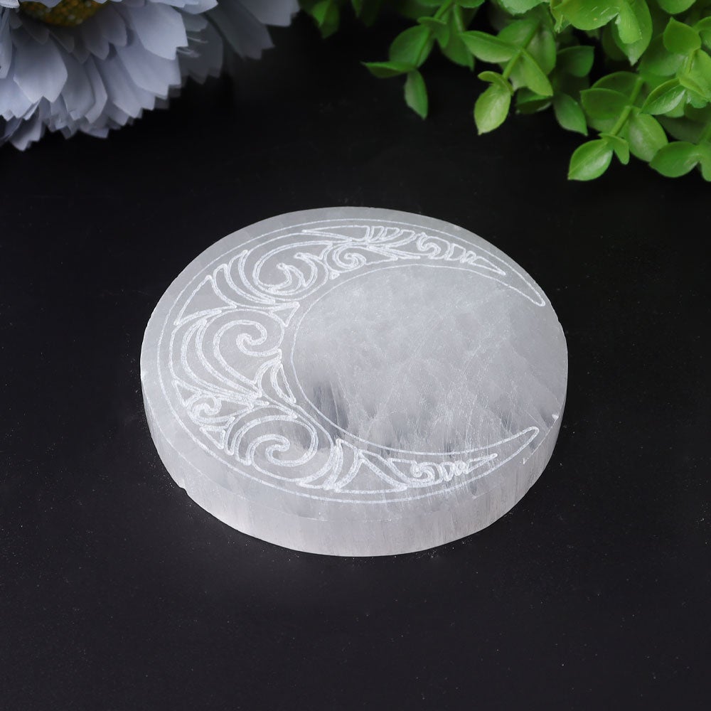 3.2" Selenite Coaster with Printing Wholesale Crystals