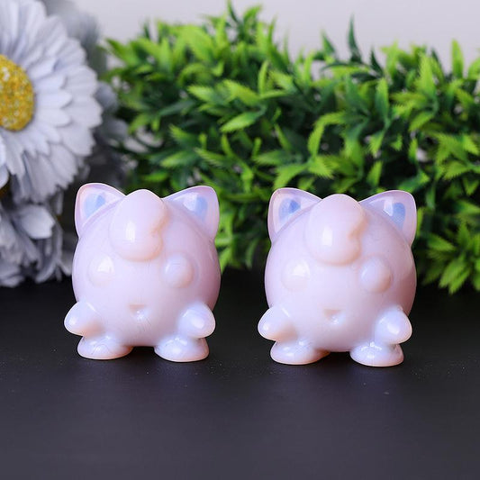 2" Pink Opalite Jigglypuff Carving Figurine Healing Decoration Wholesale Crystals