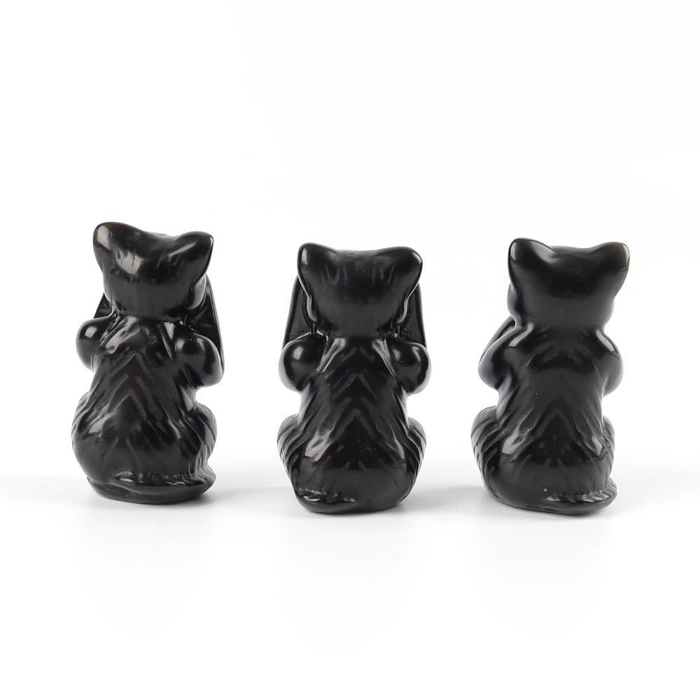 Black Obsidian See No Evil, Hear No Evil, Speak No Evil, Free Form 1set Wholesale Crystals