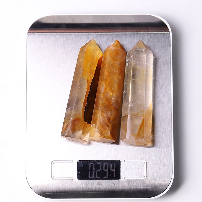3.5" Set of 3 Golden Healer Crystal Points Wholesale Crystals