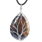 Teardrop Shape Crystal Stone Wire Wrapped Copper Tree of Life Chakra Pendant Wholesale Crystals