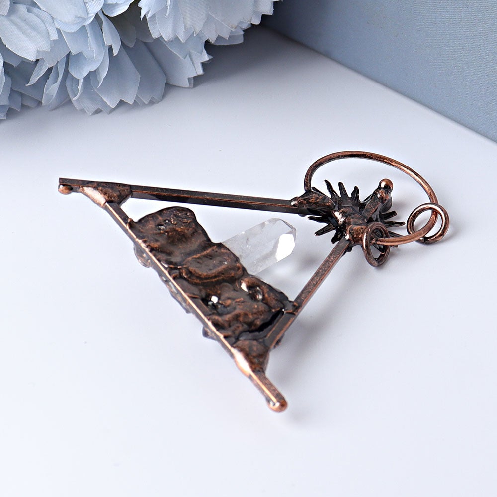 2.8" Clear Quartz Amethyst Sun Vintage Pendant Wholesale Crystals