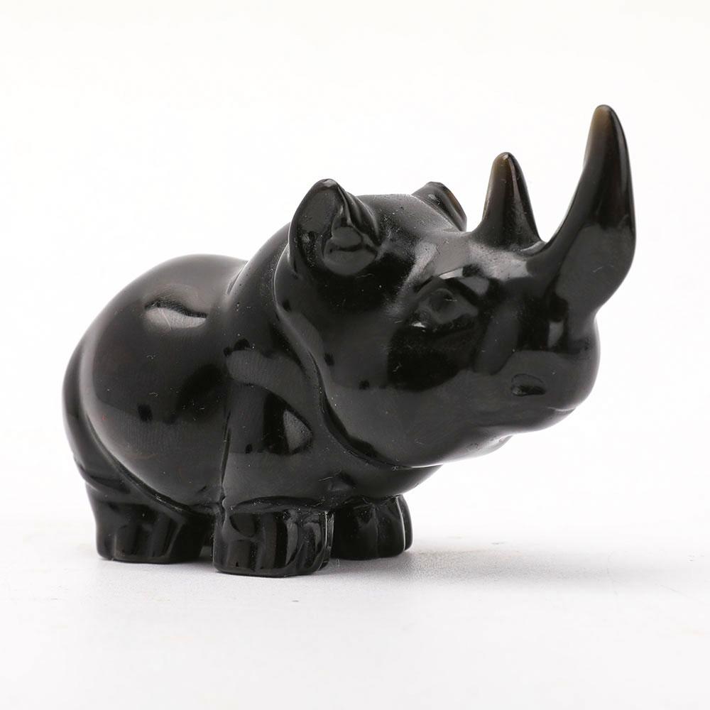 Black Obsidian Rhino Carvings Wholesale Crystals