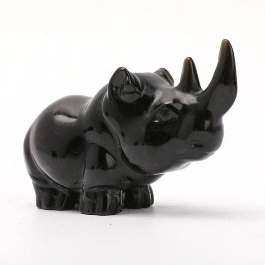 Black Obsidian Rhino Carvings Wholesale Crystals