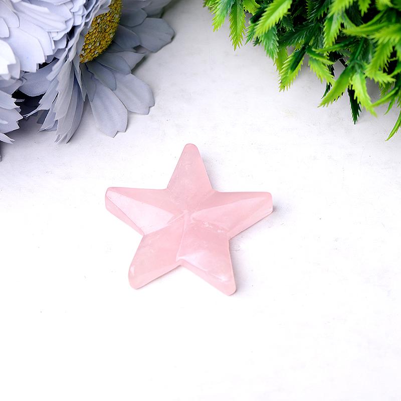 2" Rose Quartz Star Crystal Carvings Wholesale Crystals