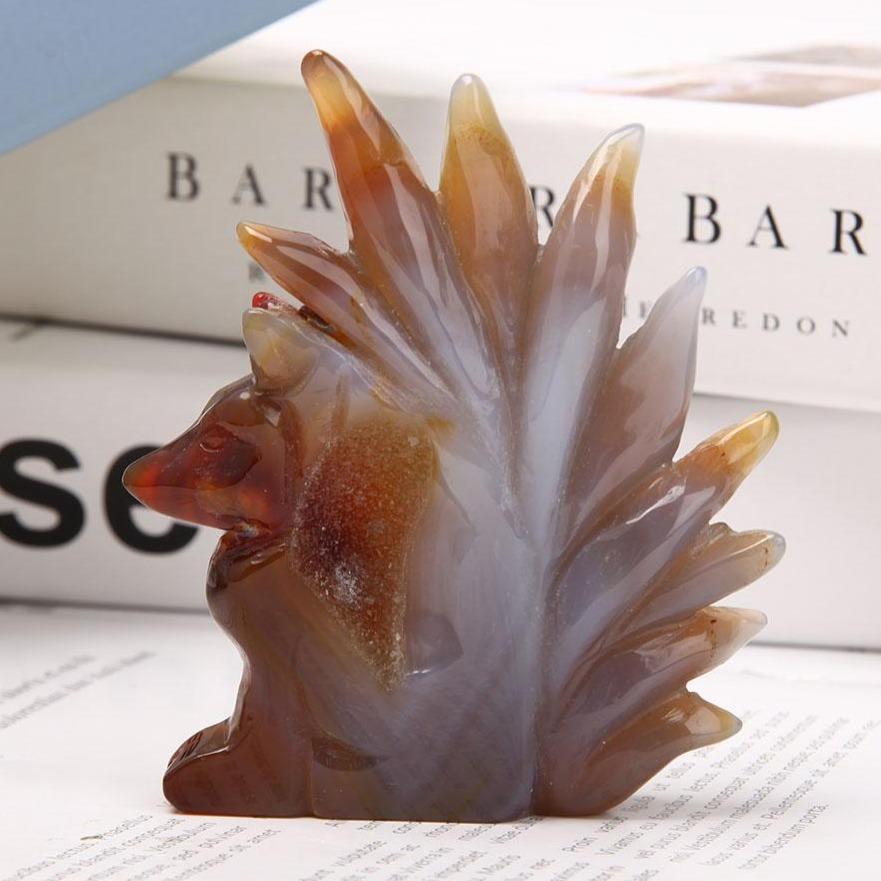 Druzy Agate Nine Tail Fox Carvings Wholesale Crystals