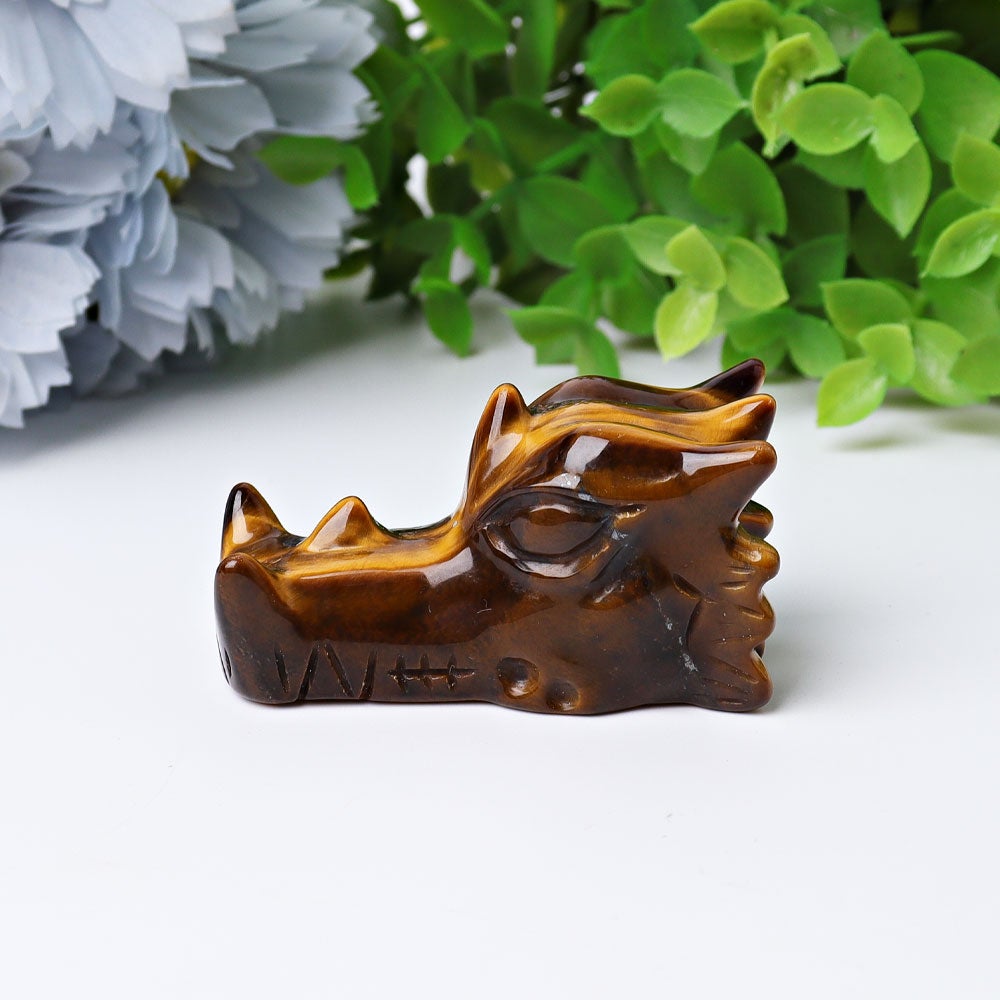 2" Tiger's Eye Dragon Head Crystal Carvings Wholesale Crystals