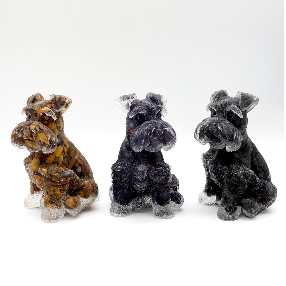 Tiger Eye Crystal Chips Resin Dog Figurines Wholesale Crystals