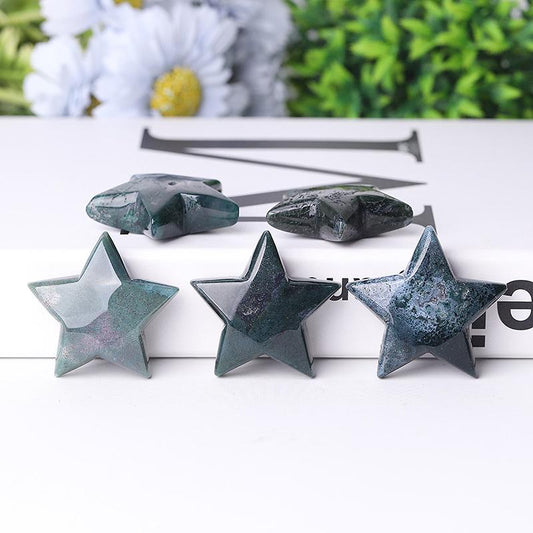 2" Moss Agate Star Crystal Carvings Wholesale Crystals