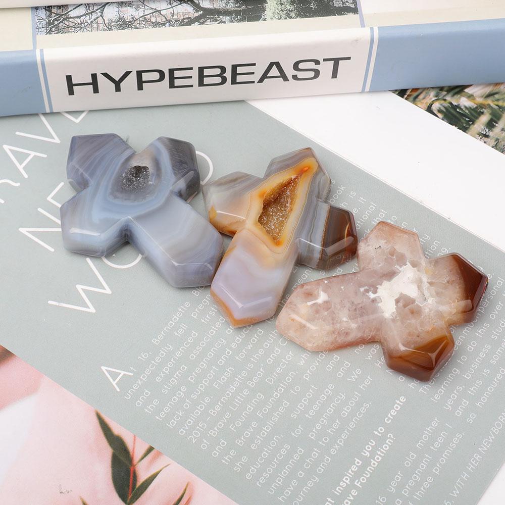 Hand Carved Druzy Agate Cross Wholesale Crystals